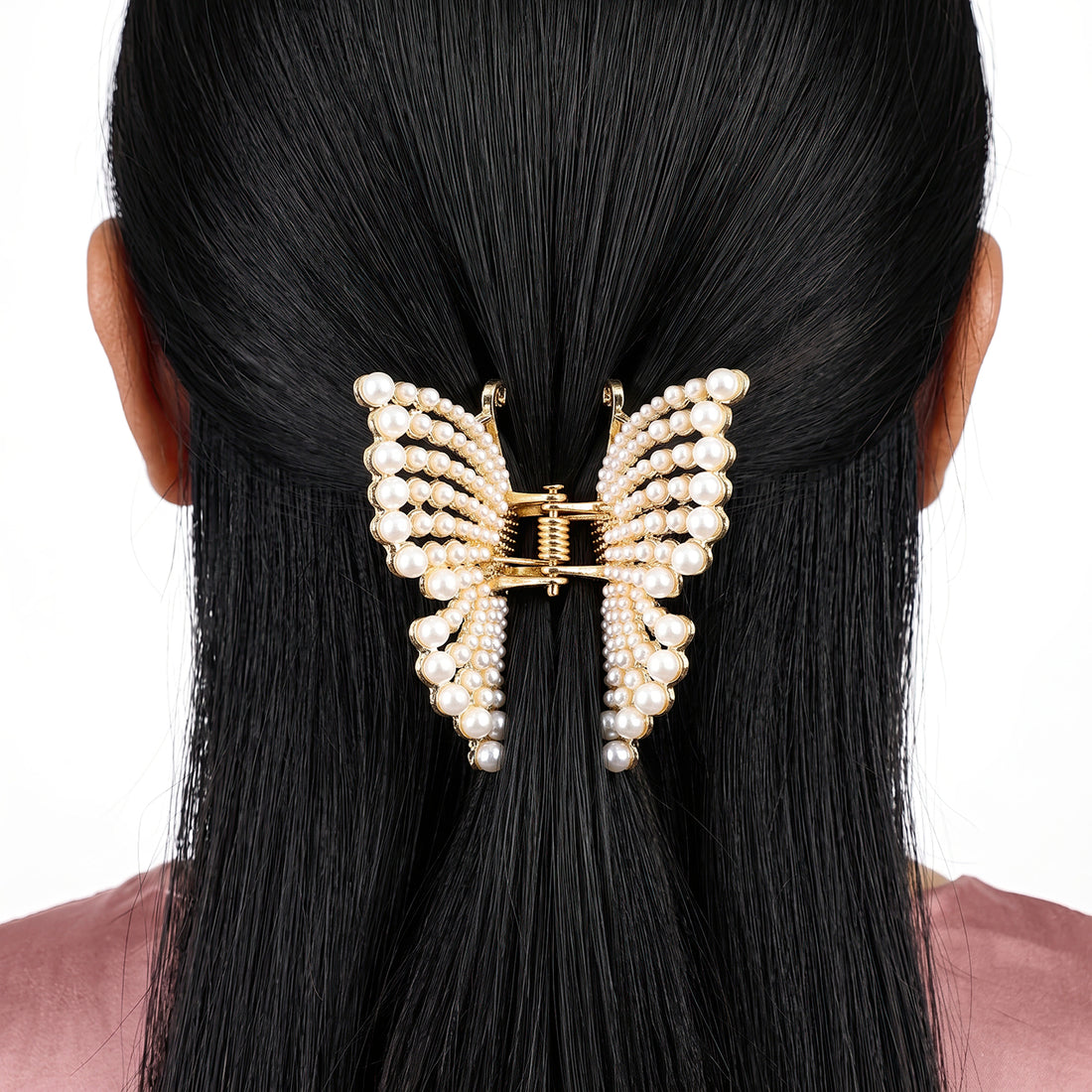 PRAO Hair Claw Clip Anti-Tarnish Pearl Butterfly