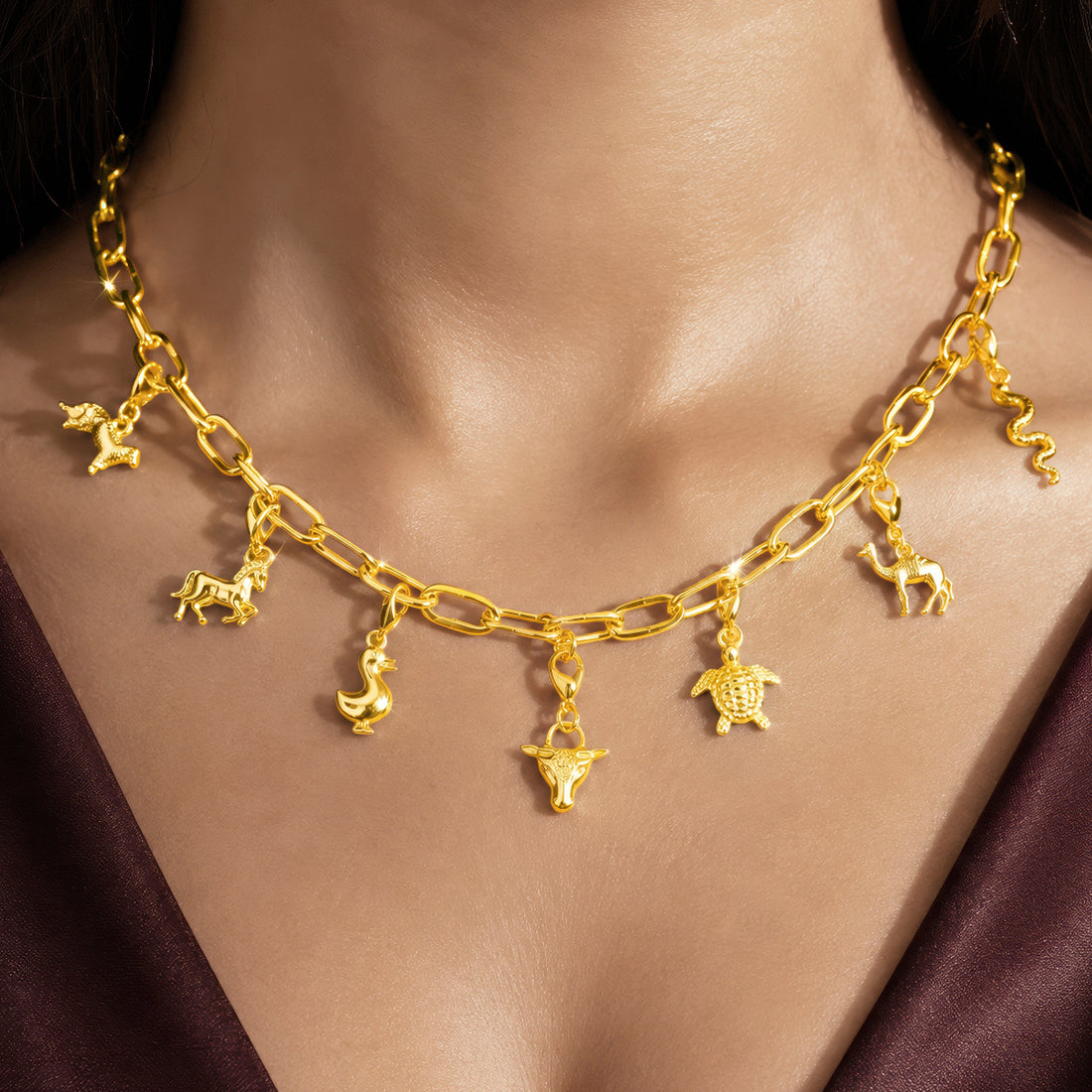 PRAO Necklace Anti-Tarnish Animal Charms