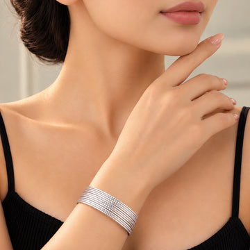 PRAO Bracelet Anti-Tarnish Silver Plated Openable Bangle (Adjustable Size)