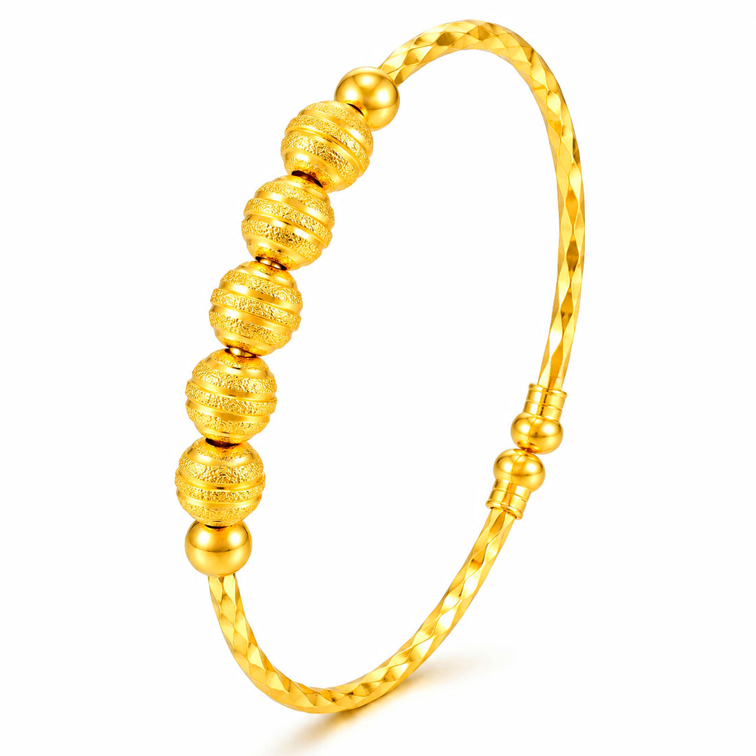 PRAO Bracelet Anti-Tarnish Textured Spherical Beads (Adjustable Size)