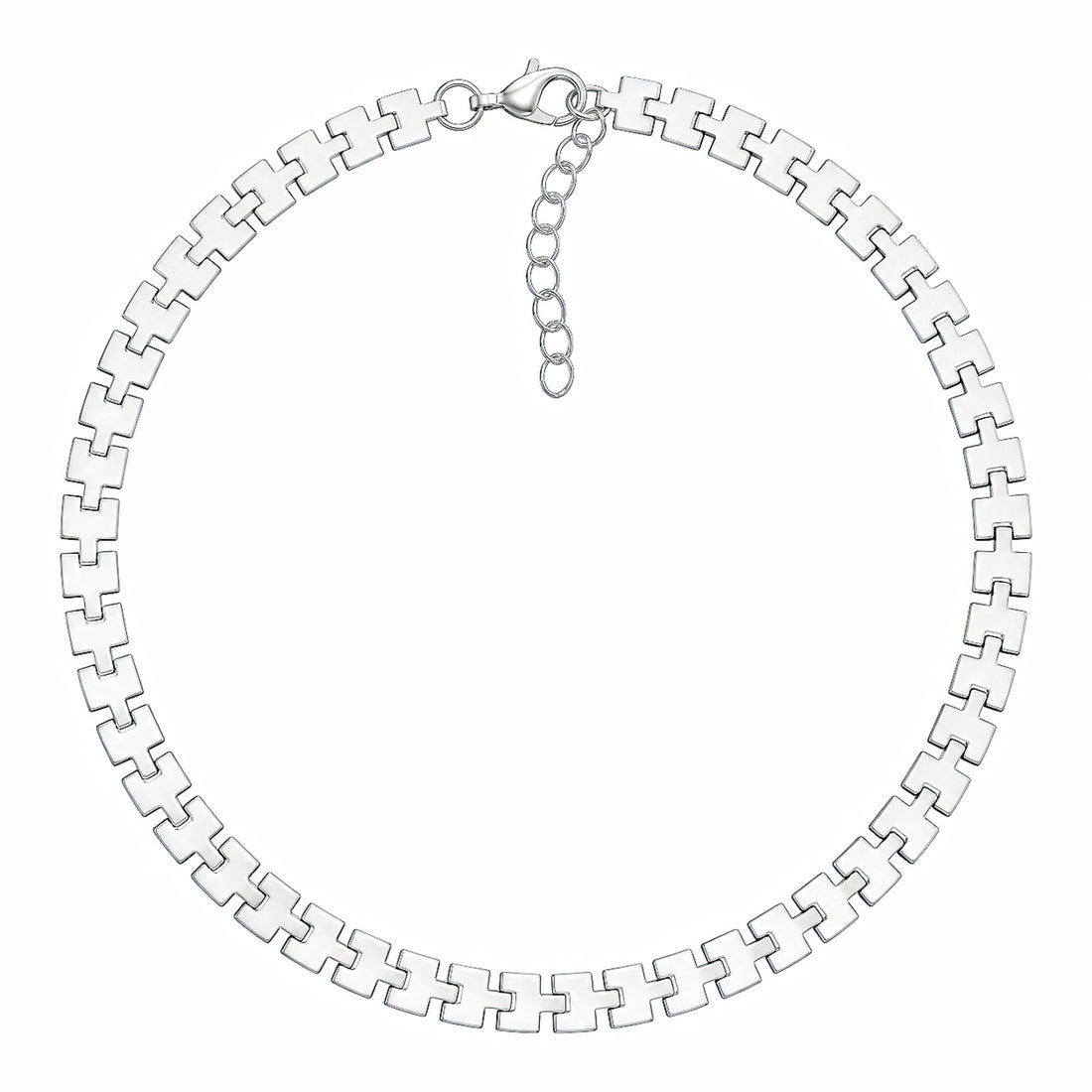 PRAO Anklet Anti-Tarnish Geometric Square Link Chain