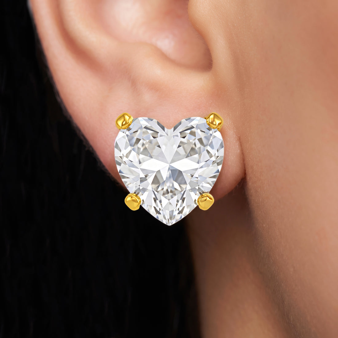 PRAO Earrings Anti-Tarnish Heart Crystal Stud