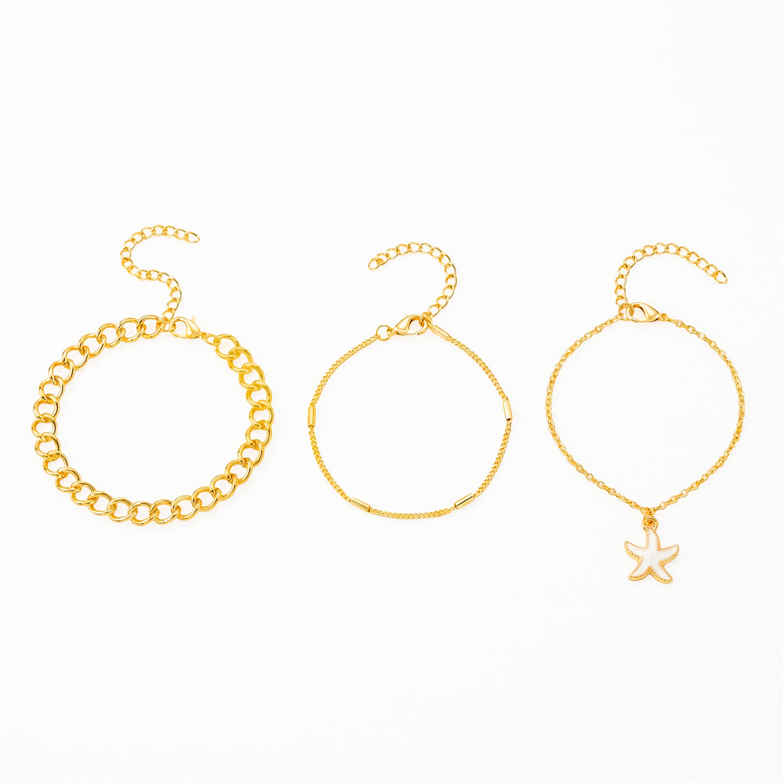 PRAO 3 Bracelet Anti-Tarnish Layered With Starfish Pendant (Adjustable Size)