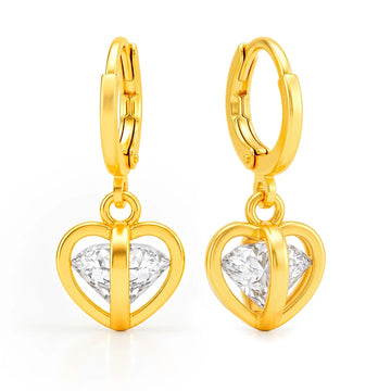PRAO Earrings Anti-Tarnish Cage Heart Crystal Dangle