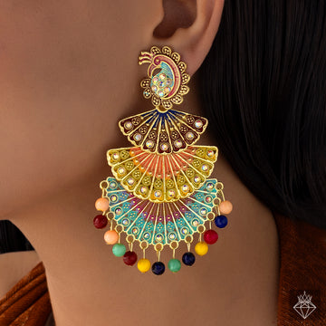 PRAO Anti-Tarnish Layered Ethnic Danglers