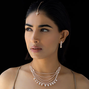PRAO Anti-Tarnish Crystal Necklace Set With Earrings✨