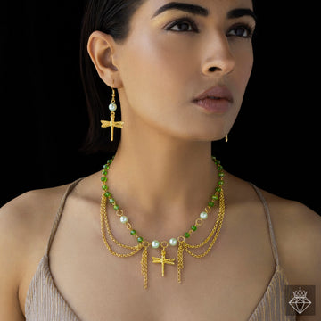 PRAO Anti-Tarnish Dragonfly Necklace Set With Earrings✨