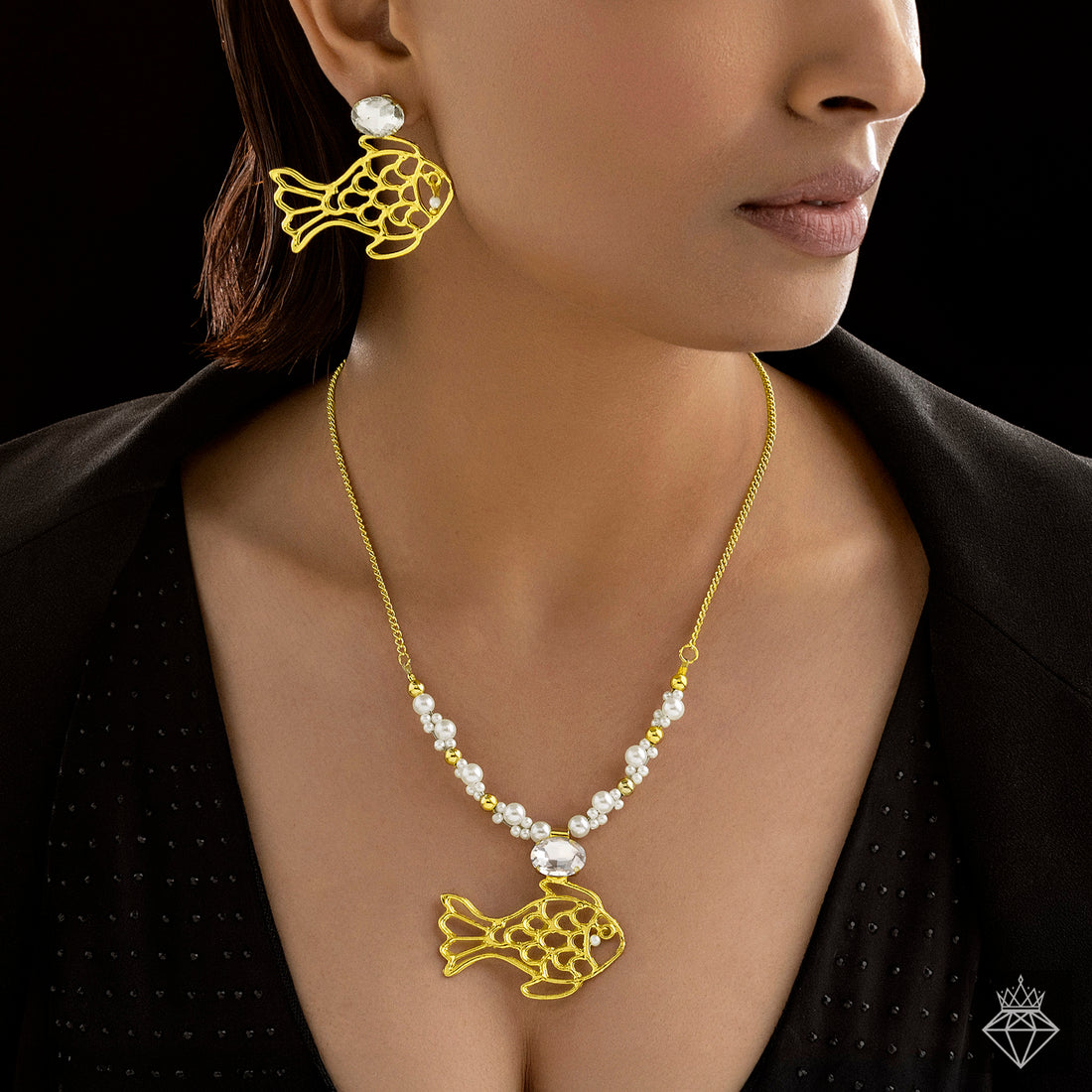 PRAO Anti-Tarnish Fish Necklace Set With Earrings✨