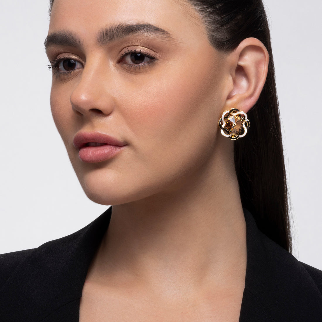 PRAO's Crystanamel Floral Studs