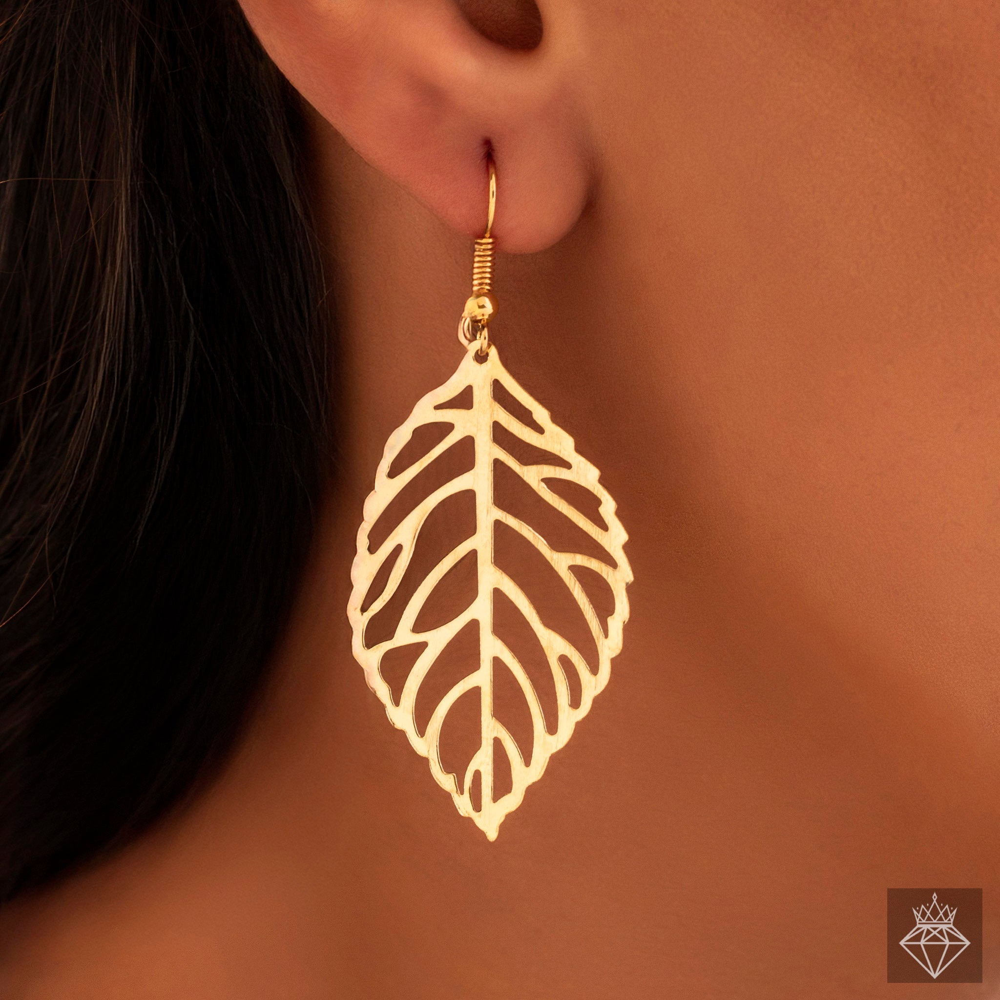 Anti-Tarnish Cutout Leaf Dangle Earrings By PRAO