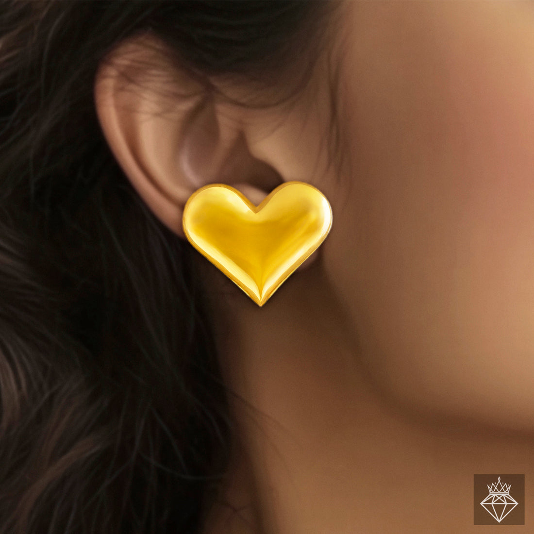 PRAO Anti-Tarnish Golden Heart Earrings✨