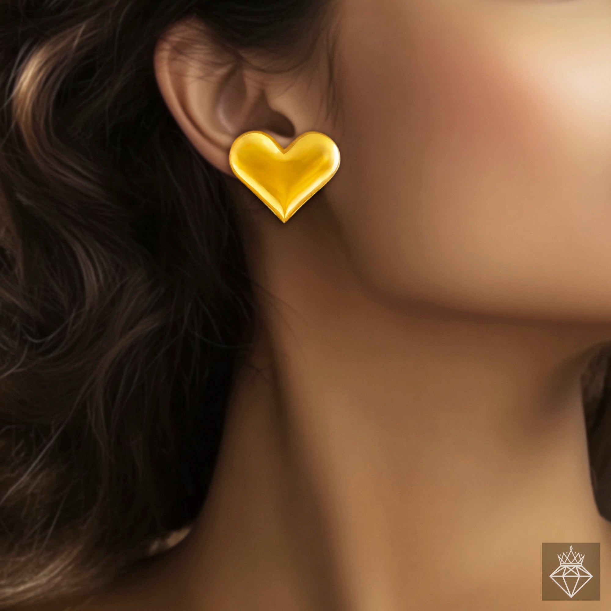 PRAO Anti-Tarnish Golden Heart Earrings✨