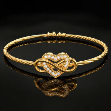 PRAO Bracelet Anti-Tarnish Gold Plated INFINITE Heart Crystals (Adjustable Size)