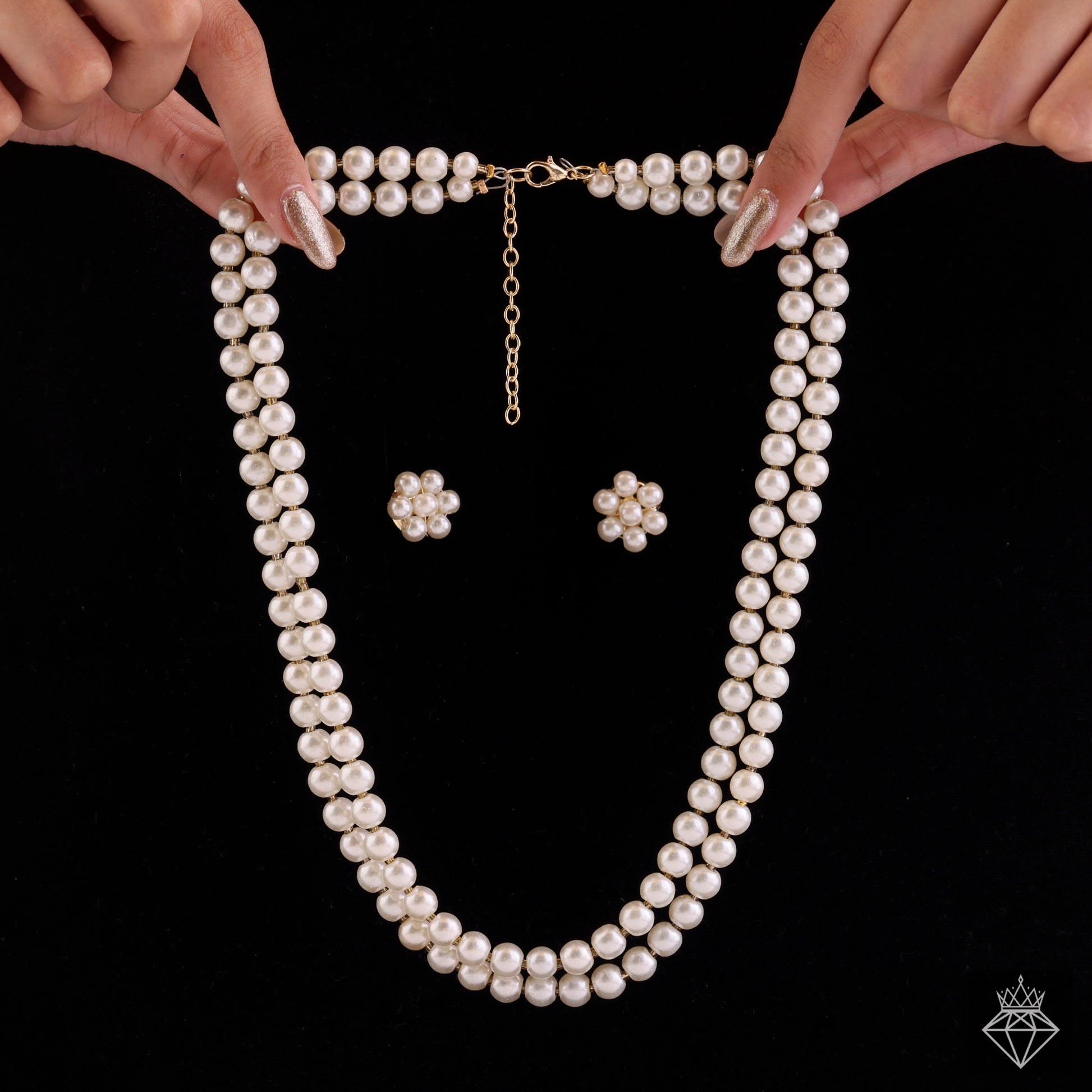 PRAO Multilayer Pearl Necklace Set With Earrings