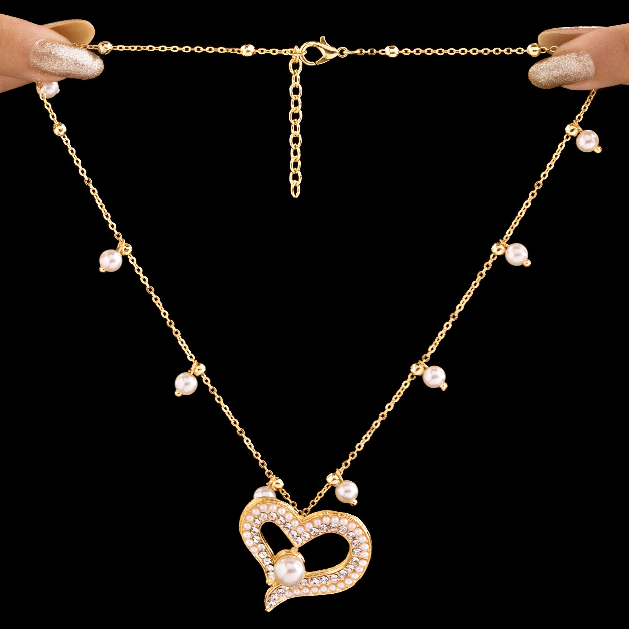 PRAO Anti-Tarnish Crystal Heart Necklace