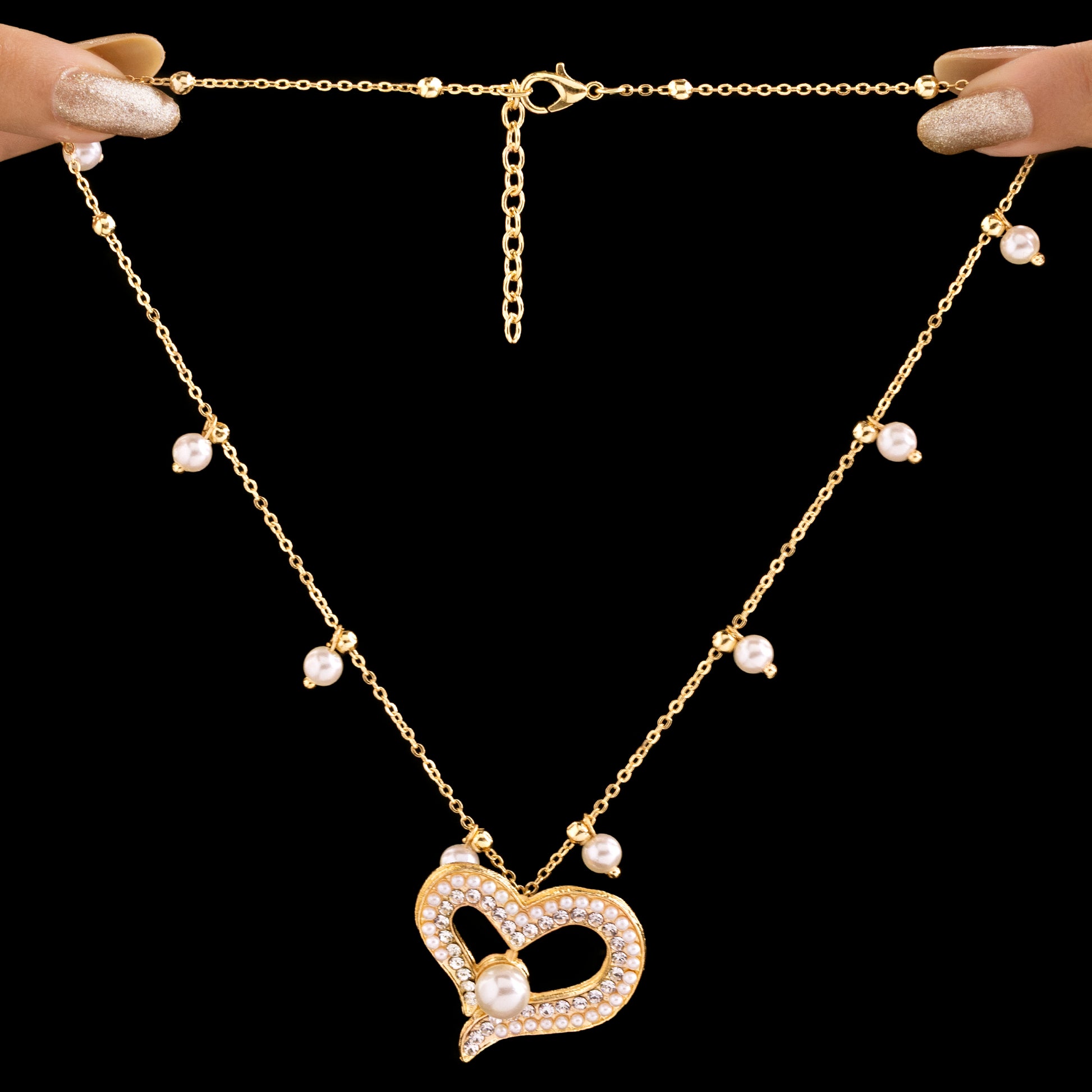 PRAO Anti-Tarnish Crystal Heart Necklace - Main Image