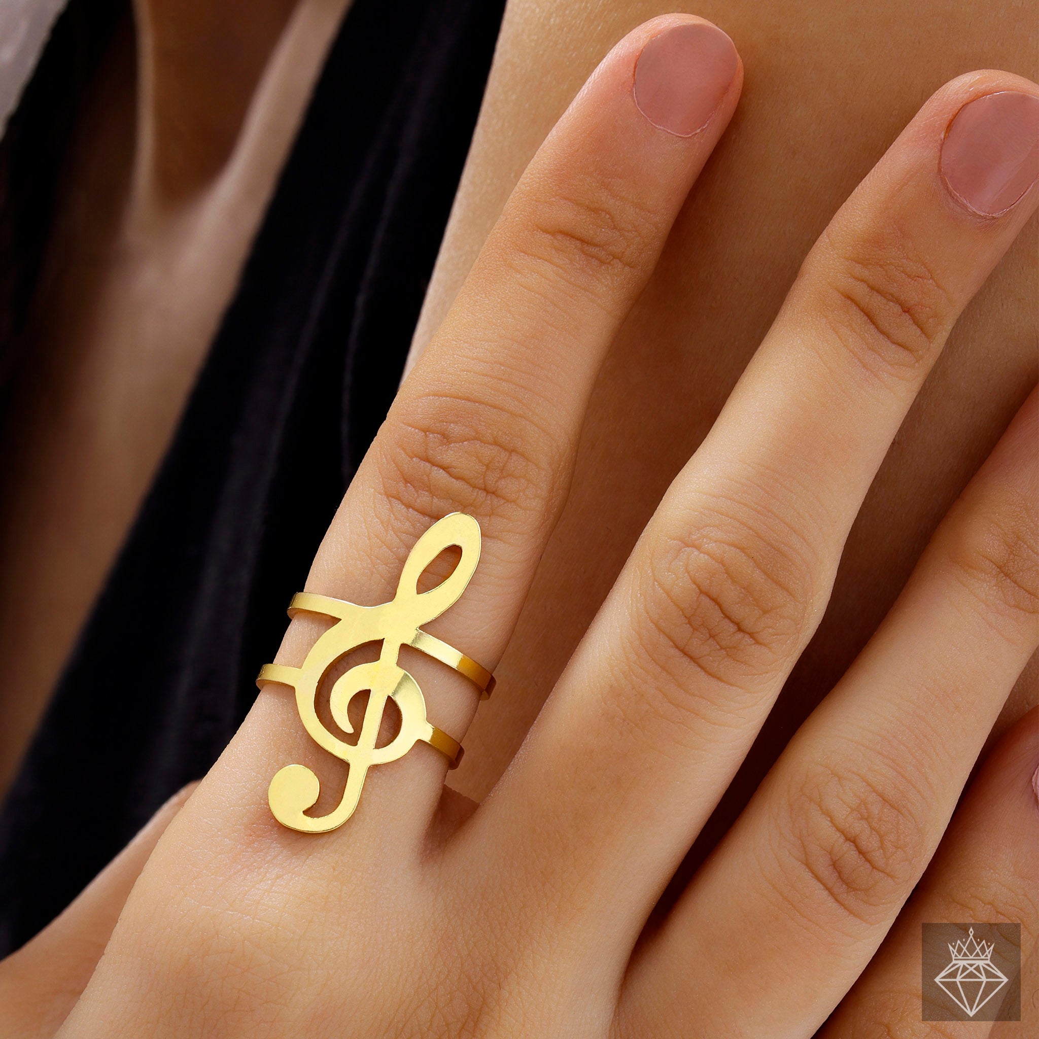 Anti-Tarnish Harmony Treble Clef Musical Symbol Ring By PRAO (Adjustable Size)