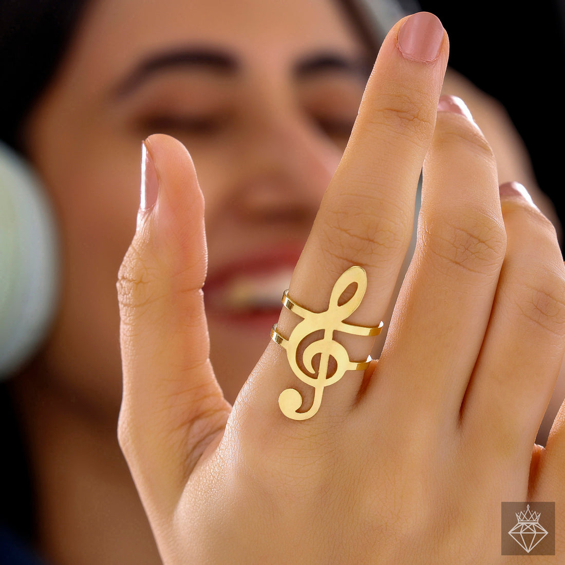 Anti-Tarnish Harmony Treble Clef Musical Symbol Ring By PRAO (Adjustable Size)