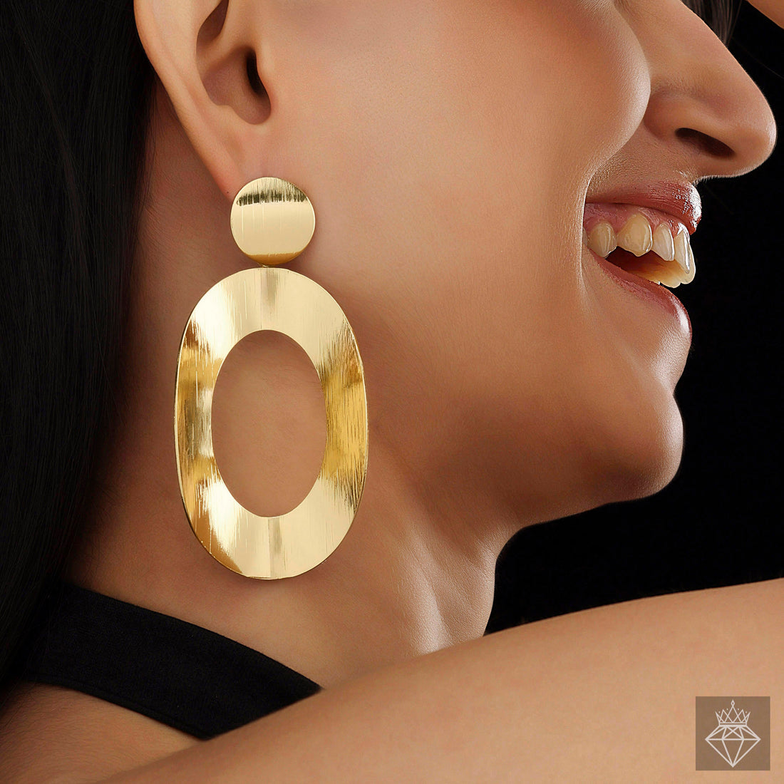 Anti-Tarnish Hollow Oval Statement Earrings by PRAO