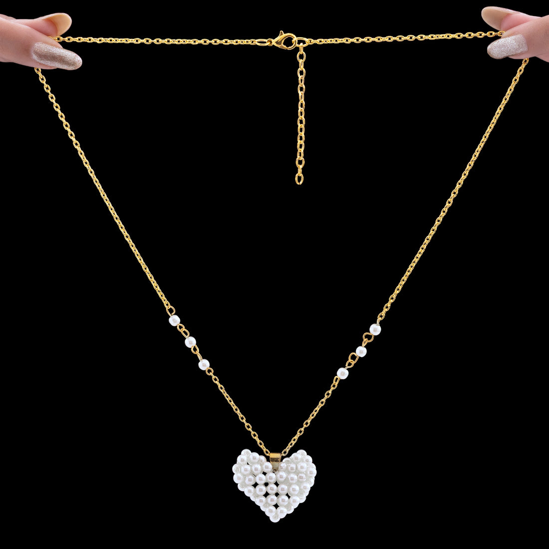 PRAO Necklace Anti-Tarnish Pearl Heart