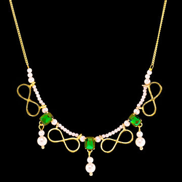 PRAO Necklace Anti-Tarnish Infinity Pearl Set With Earrings