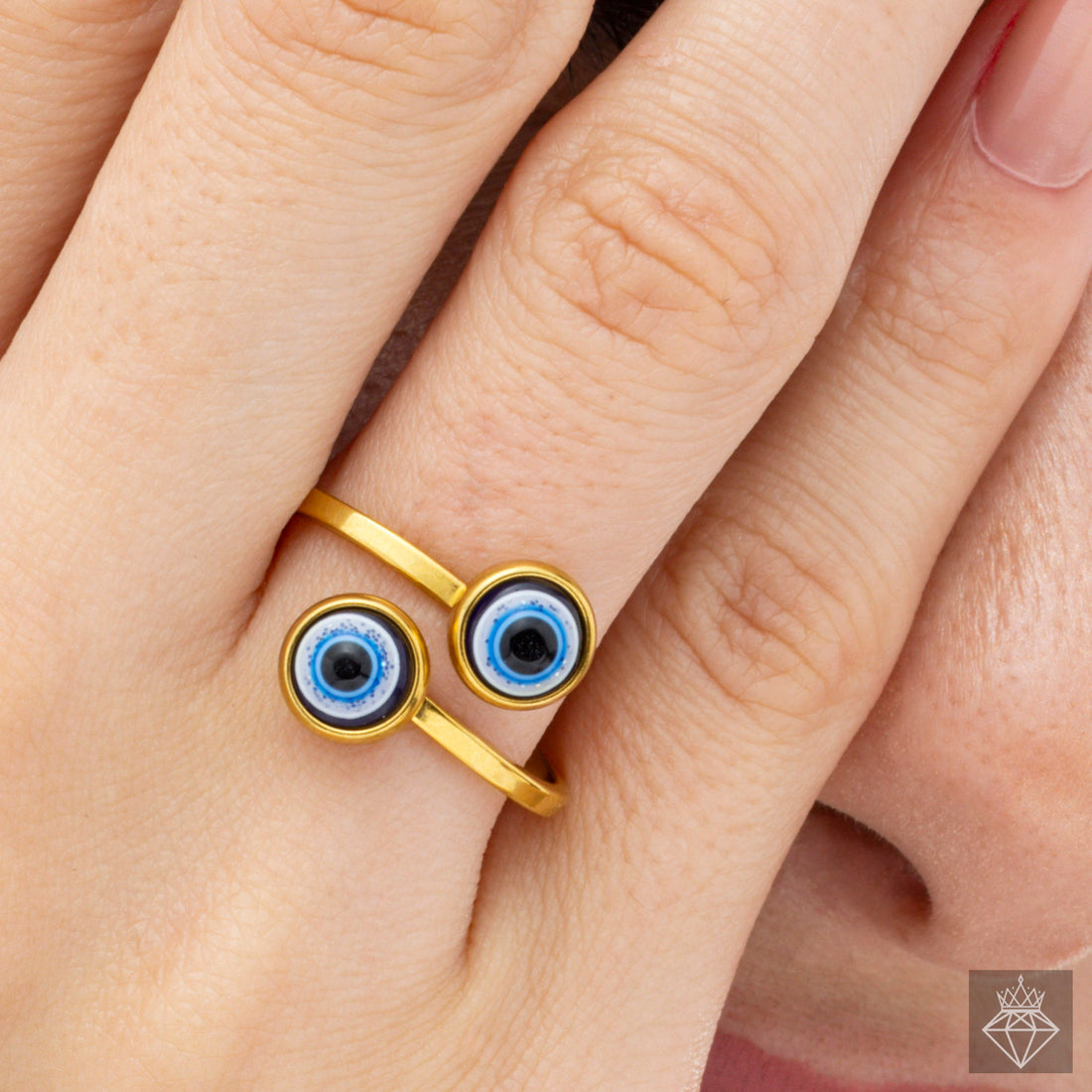 Anti-Tarnish Evil Eye Openable Ring