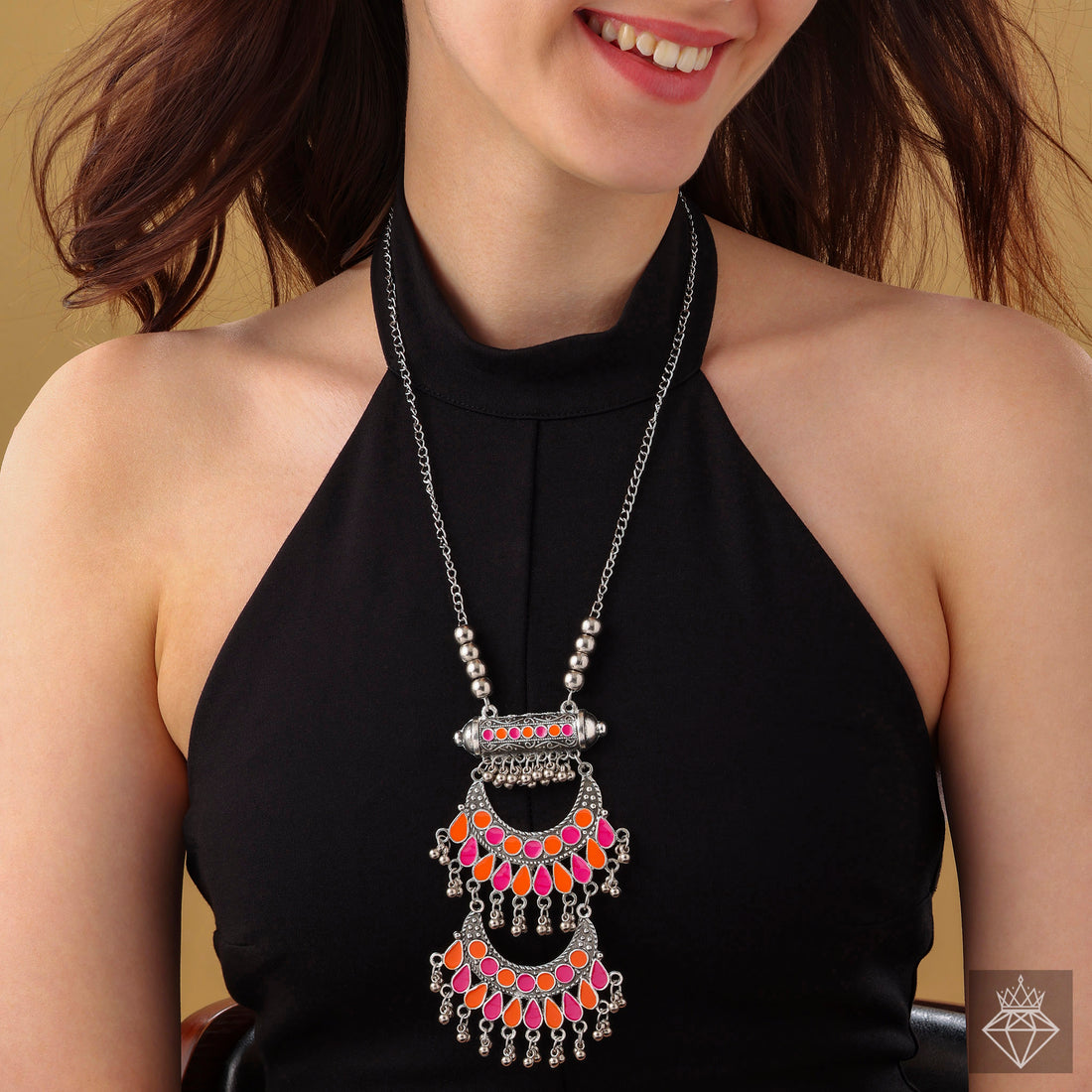 Colorful Cadence: PRAO Enameled Ghungroo Necklace