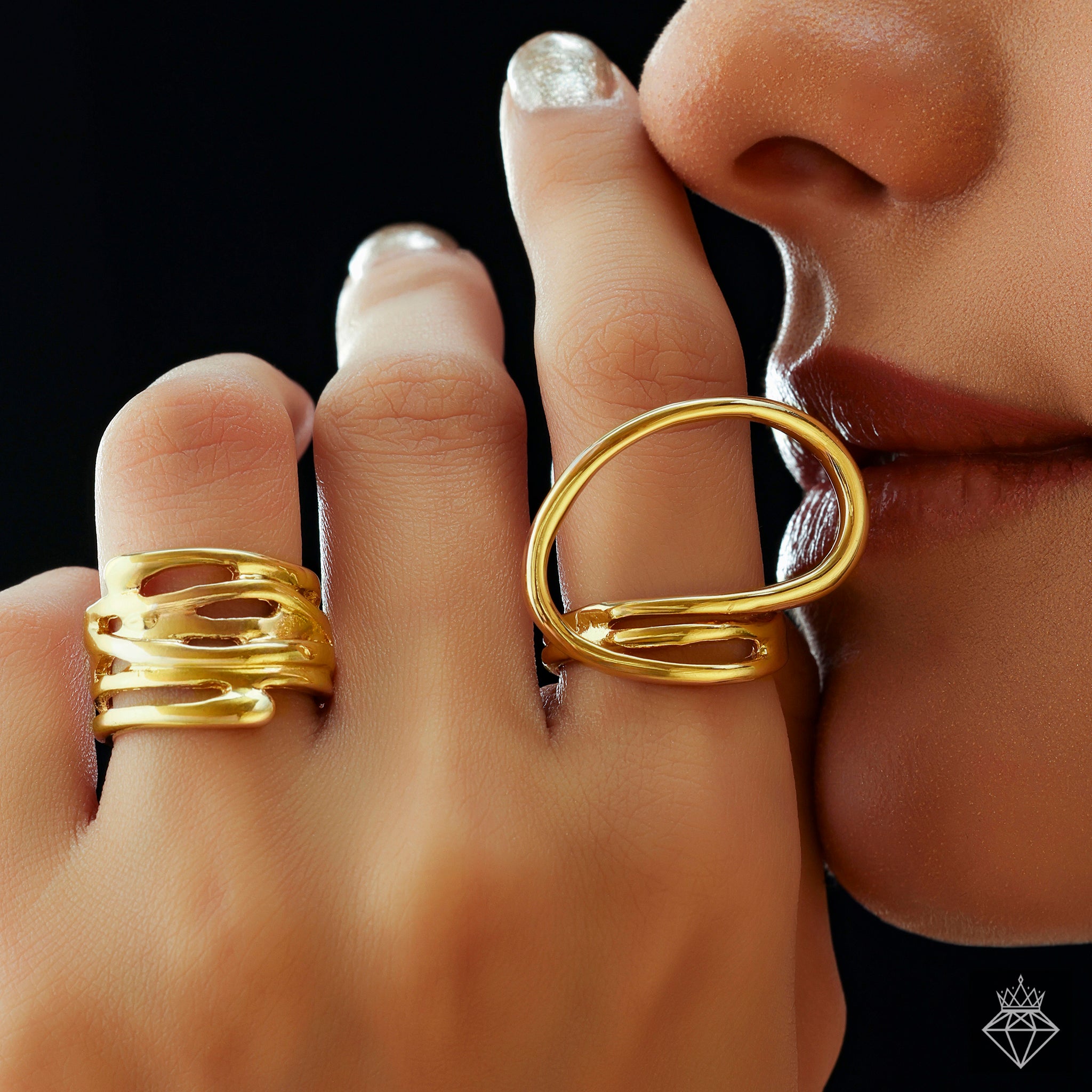 2 Anti-Tarnish Gold Plated Rings By PRAO (Adjustable Size)