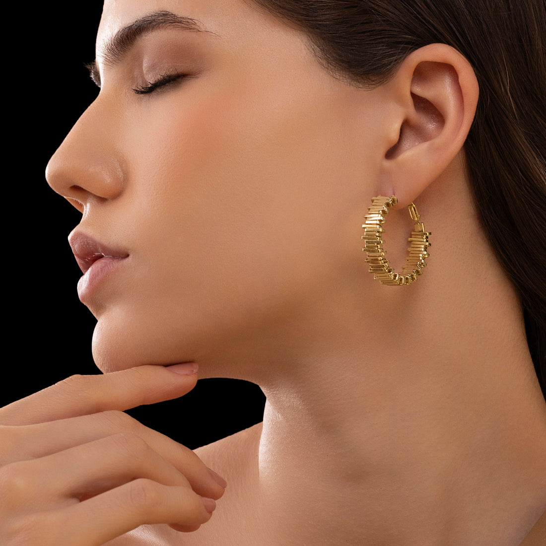 PRAO Anti-Tarnish Abstract Ziczac Hoops
