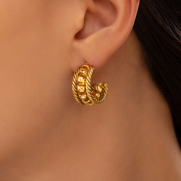 PRAO Anti-Tarnish Twisted Wire Mini Hoops