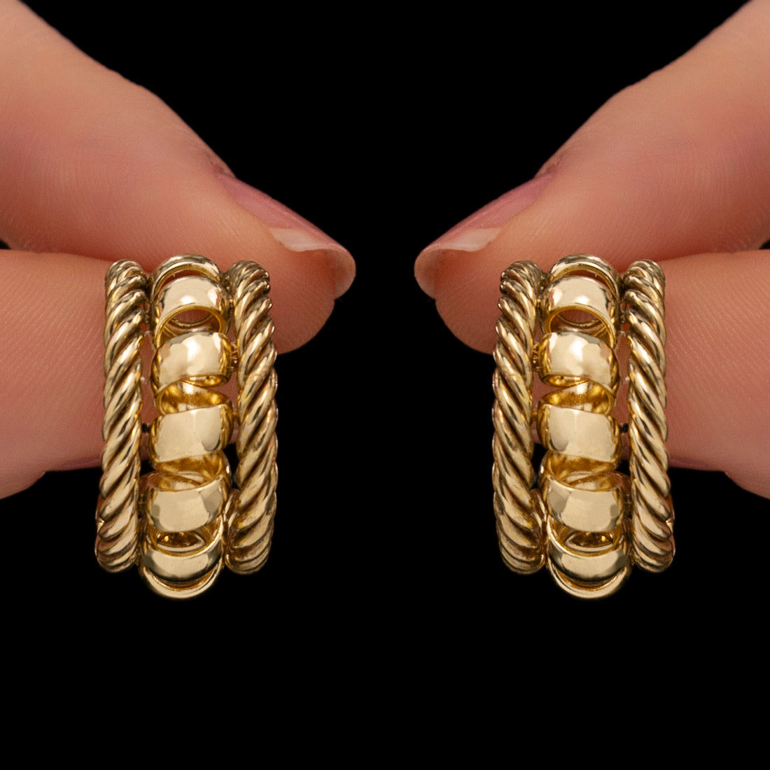 PRAO Anti-Tarnish Twisted Wire Mini Hoops