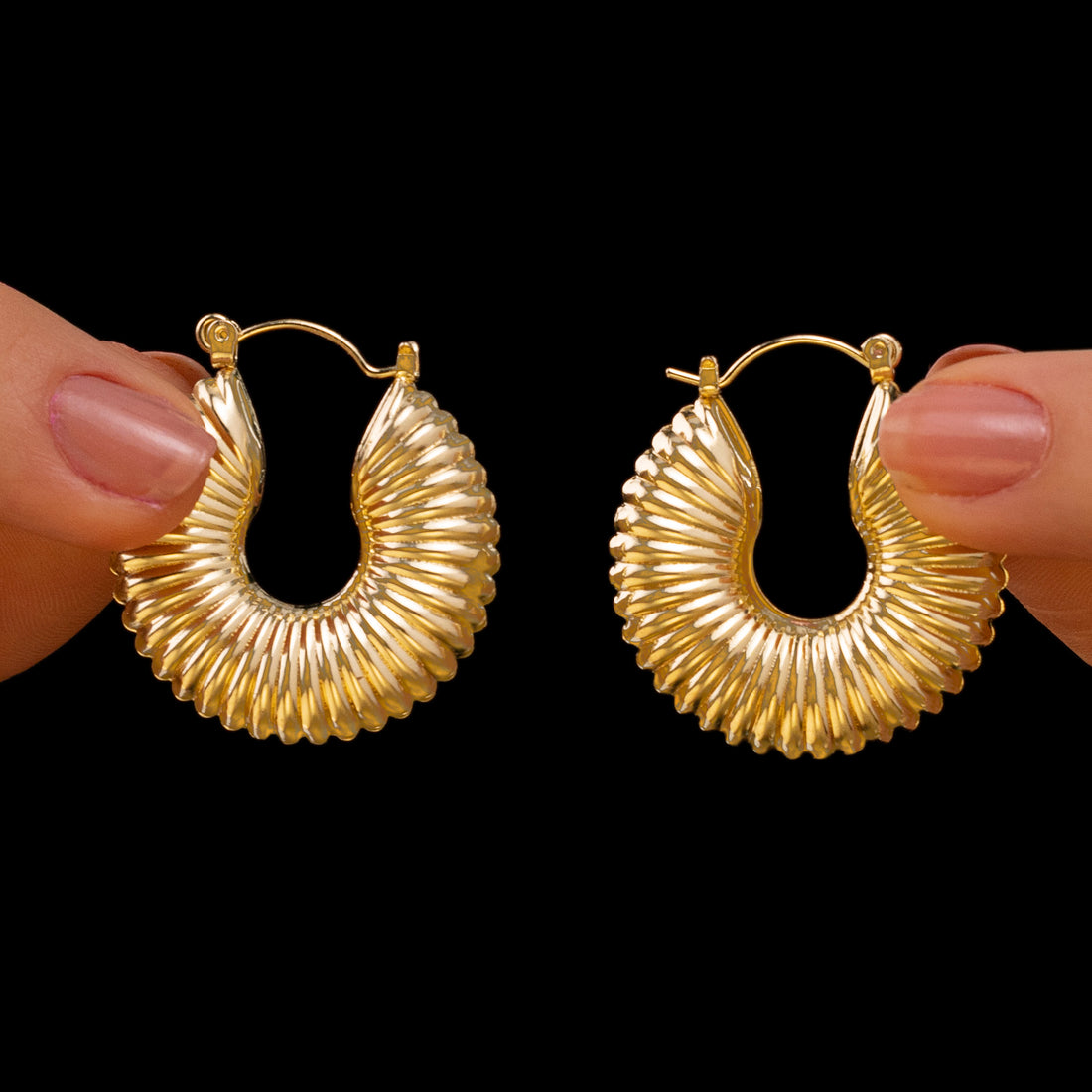 PRAO Anti-Tarnish Lined Chunky Hollow Hoops