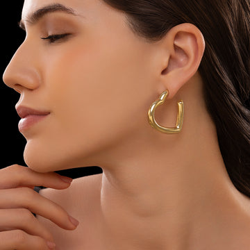 PRAO Anti-Tarnish Chunky Heart Hoops