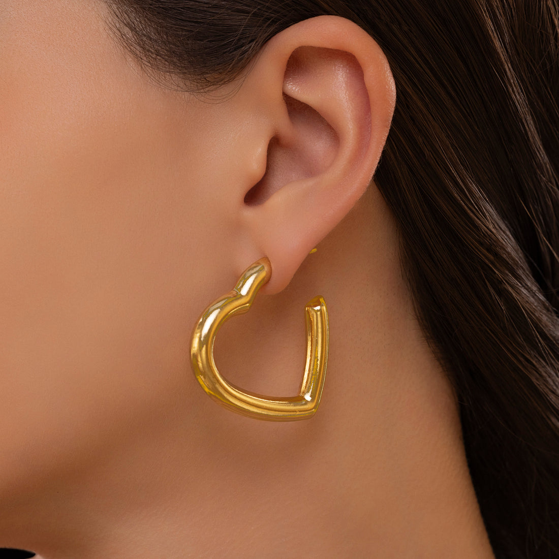 PRAO Anti-Tarnish Chunky Heart Hoops