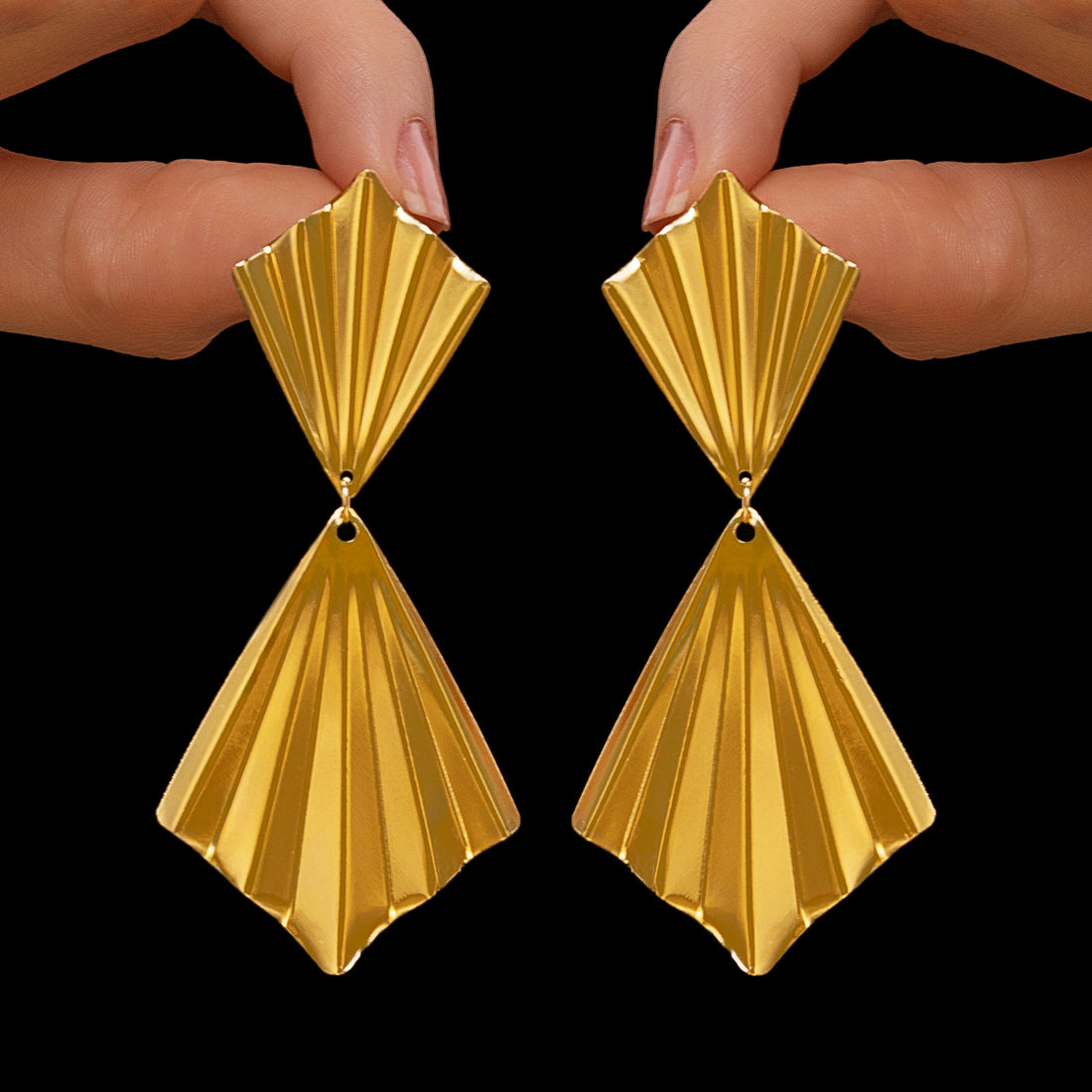 PRAO Anti-Tarnish Frilly Kite Long Dangles