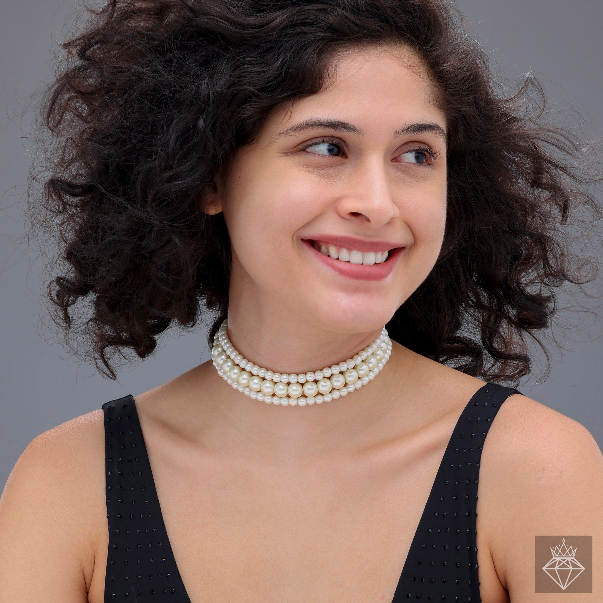 3 Layers Pearl Choker Necklace Set By PRAO