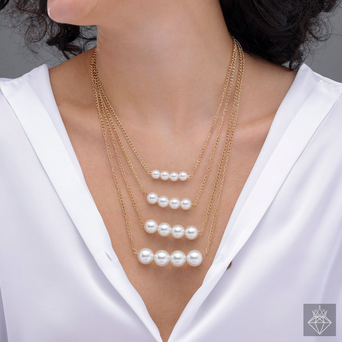 Anti-Tarnish Multilayer Pearl Necklace By PRAO