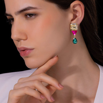 PRAO Anti-Tarnish Tri-Shape Dangle Earrings