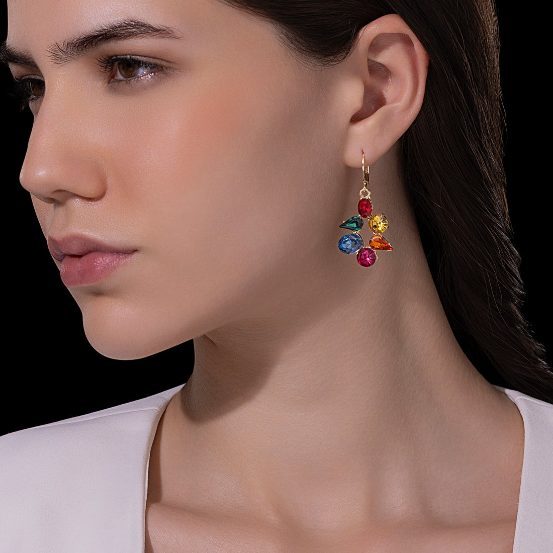 PRAO Anti-Tarnish Mixed Shapes Multi-Color Mini Dangle Hoops