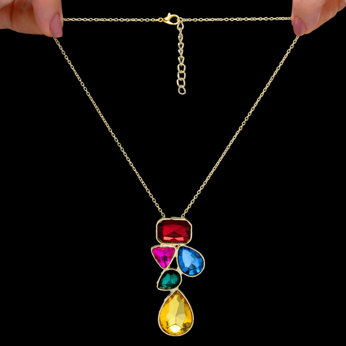 PRAO Anti-Tarnish Multicoloured Crystals Necklace