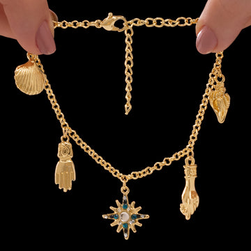 PRAO Anti-Tarnish Assorted Shell & Charm Bracelet (Adjustable Size)