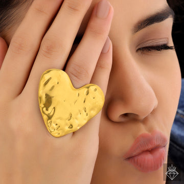 PRAO Anti-Tarnish Gold Plated Heart Ring