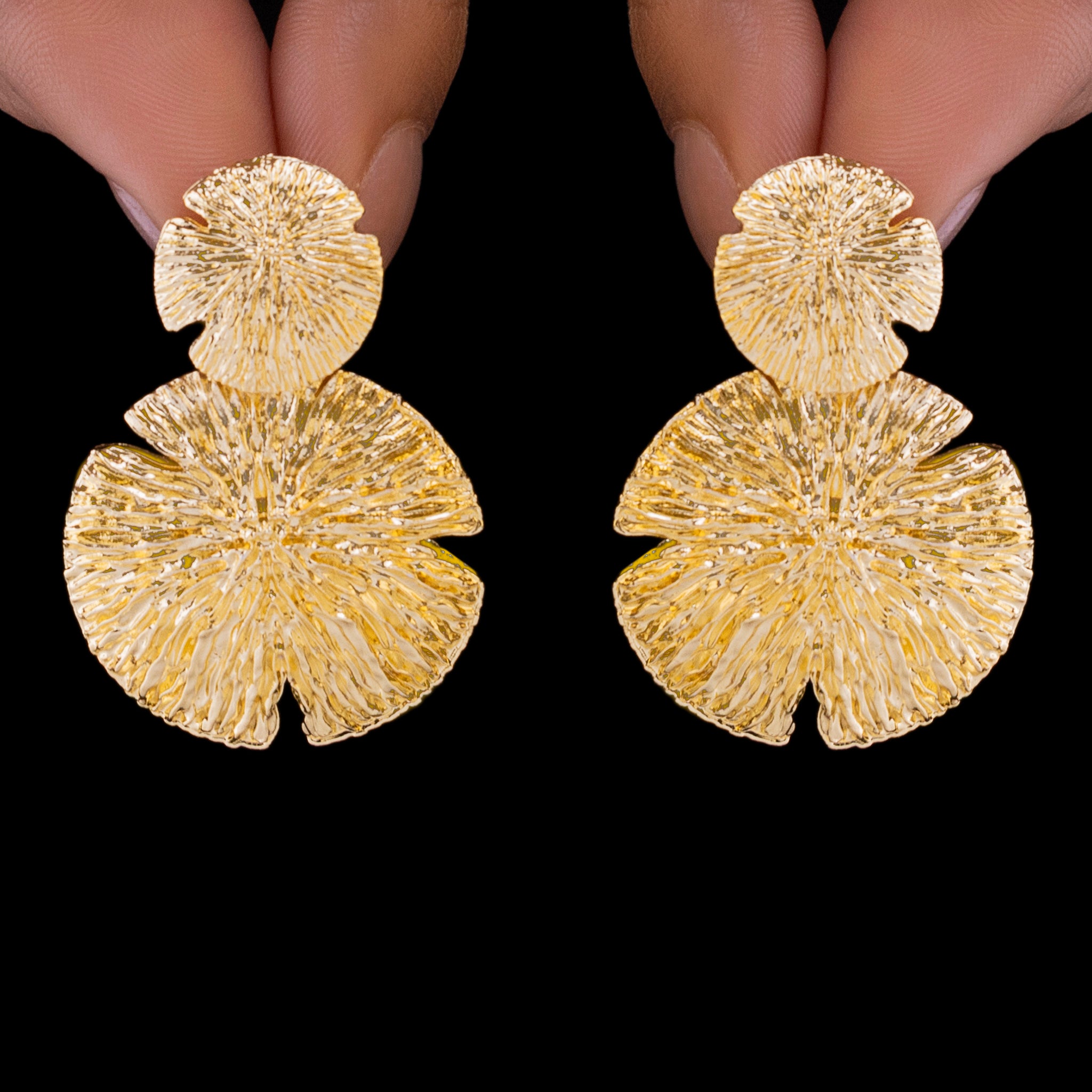 PRAO Anti-Tarnish Textured Round Dangle Earrings