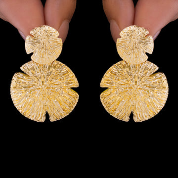 PRAO Anti-Tarnish Textured Round Dangle Earrings