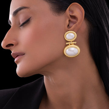PRAO Anti-Tarnish Oval Acrylic Rainbow Stone Dangles