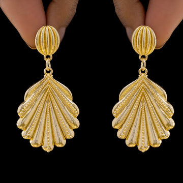 PRAO Earrings Anti-Tarnish Gold Plated Palm Leaf Danglers