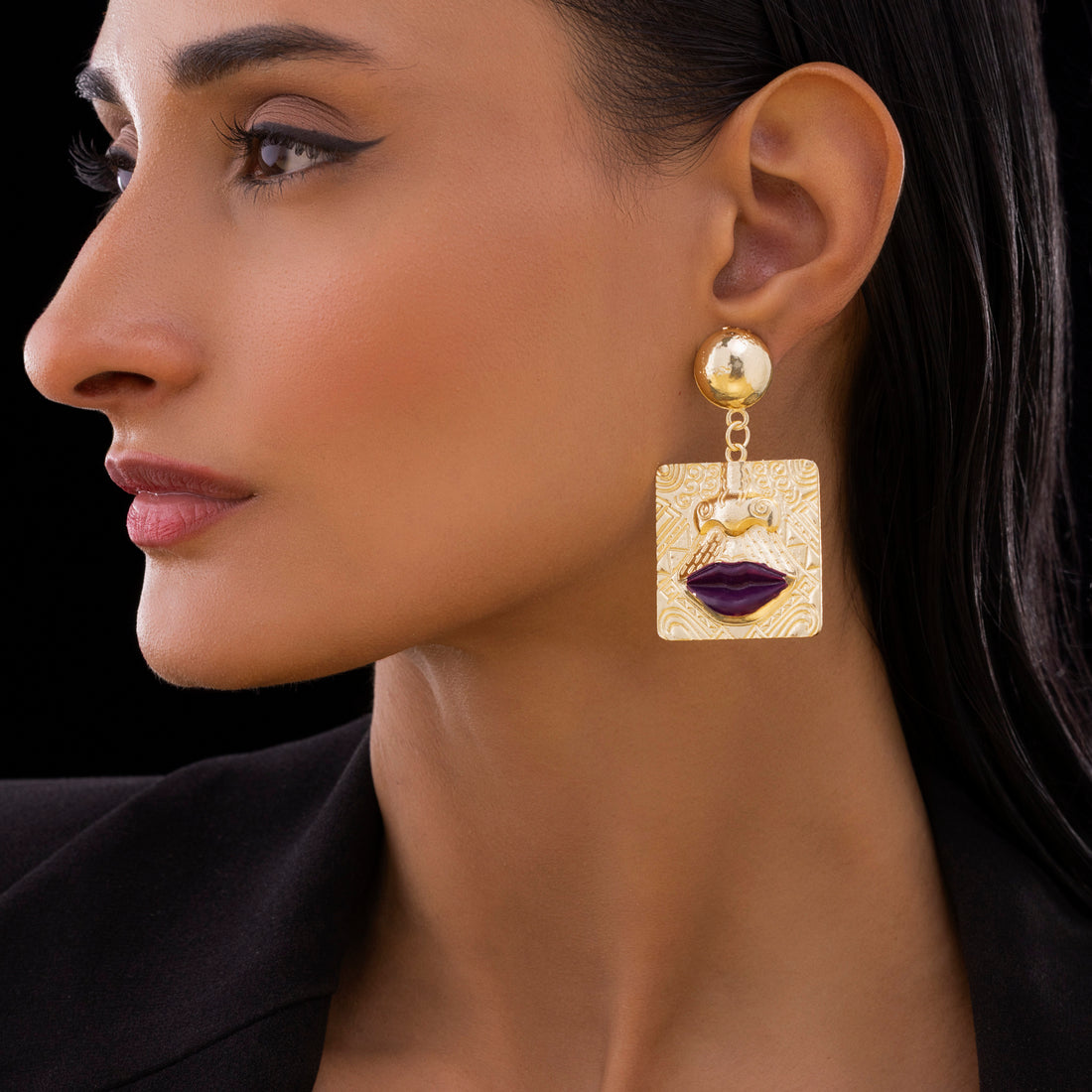 PRAO Anti-Tarnish Mismatch Face Earrings