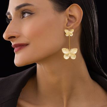 PRAO Anti-Tarnish Butterfly Post with Dangles