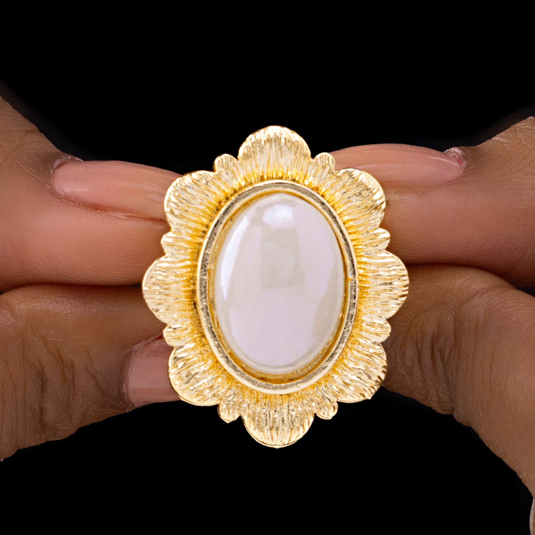 PRAO Anti-Tarnish Rainbow Oval Flower Cocktail Ring