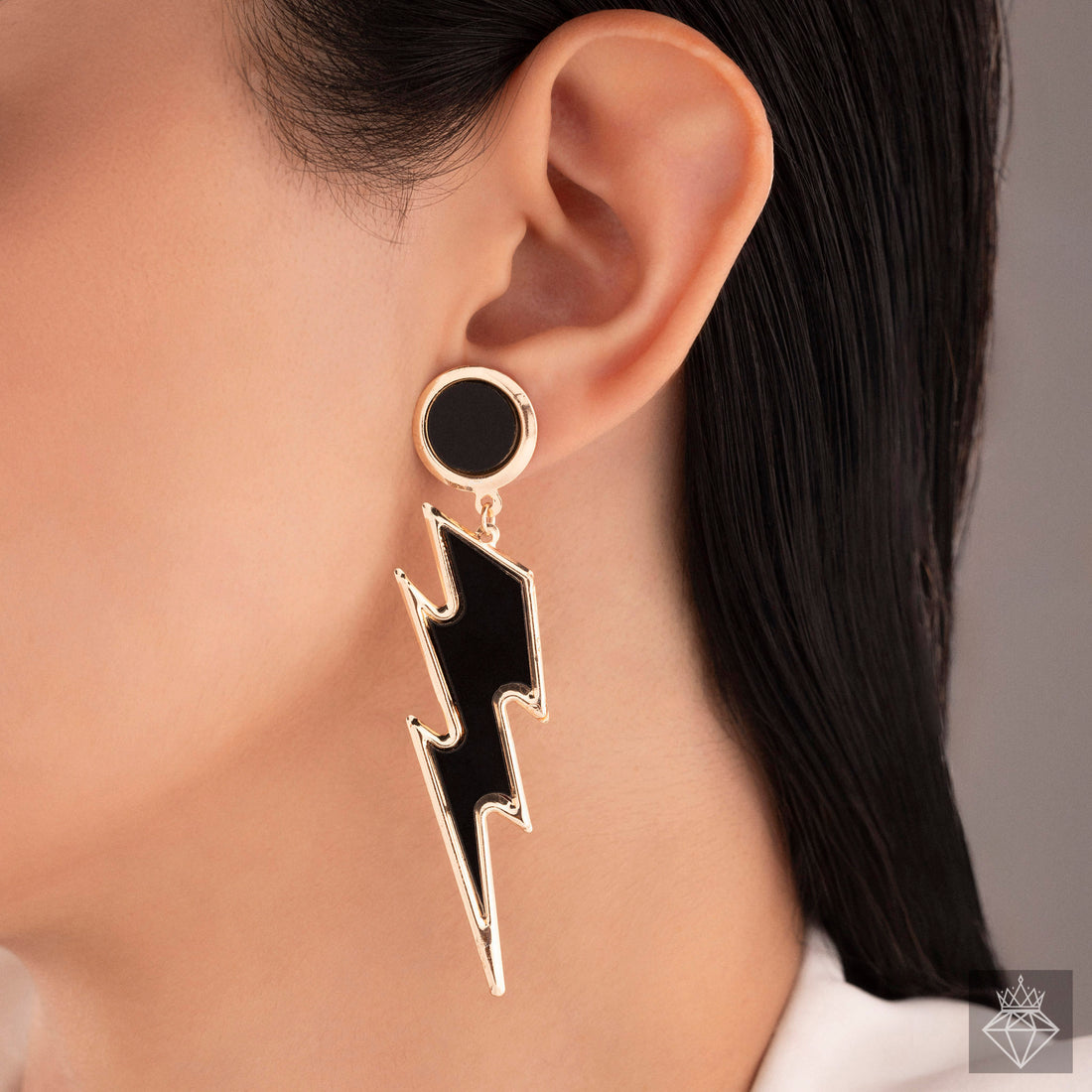 Anti-Tarnish Thunderbolt Black Resin Danglers By PRAO